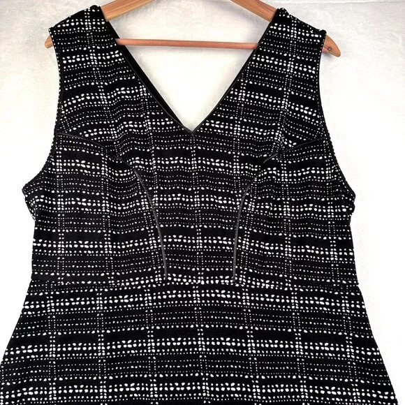TART Sleeveless Black & White Dot Sheath Dress Sz 1X  V‑Neck Polished OfficeWear - Picture 7 of 14